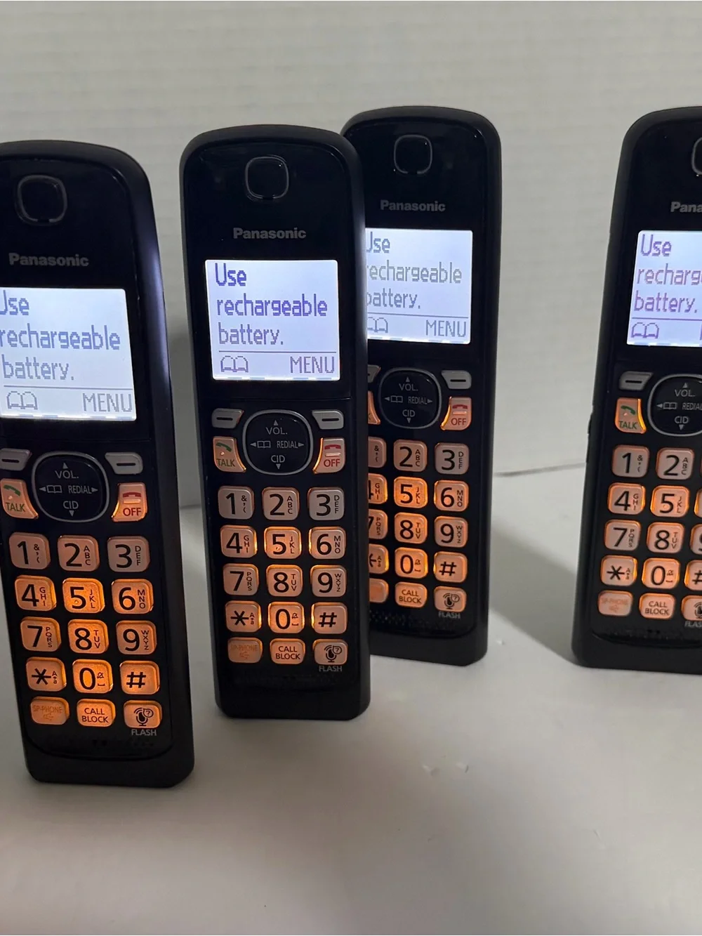 Panasonic Black Cordless Handsets with Orange Backlit Keypads